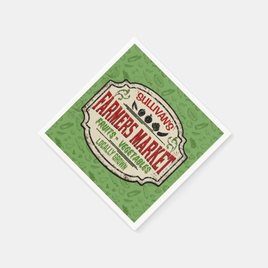 フレッシュガーデンADD NAME地元で栽培された農家市場 スタンダードカクテルナプキン (角)