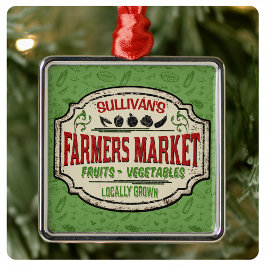 フレッシュガーデンADD NAME地元で栽培された農家市場 メタルオーナメント