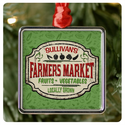 フレッシュガーデンADD NAME地元で栽培された農家市場 メタルオーナメント