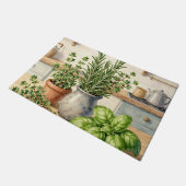 フレッシュキッチンハーブの水彩画 ドアマット (アングル)