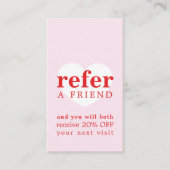 フレッシュクールピンクレッドホワイトハートはっきりしたサロン 紹介カード (正面)