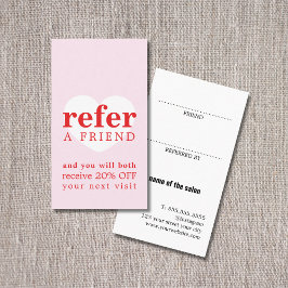 フレッシュクールピンクレッドホワイトハートはっきりしたサロン 紹介カード