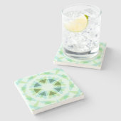 フレッシュグリーンかわいらしブルースタードーパミンデコールキッチュ ストーンコースター (横)