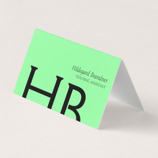 フレッシュグリーンとモダンなホワイト 名刺 (裏面)