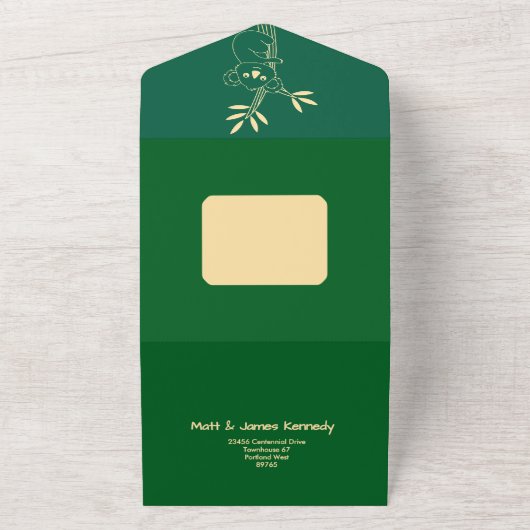 フレッシュグリーンオーストラリアアニマルズツイン誕生日 オールインワン招待状 (外側)