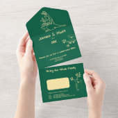 フレッシュグリーンオーストラリアアニマルズツイン誕生日 オールインワン招待状 (貼ってはがせる)