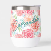 フレッシュグリーンコーラルレッドブルーオレンジレトロフローラアート (左面)