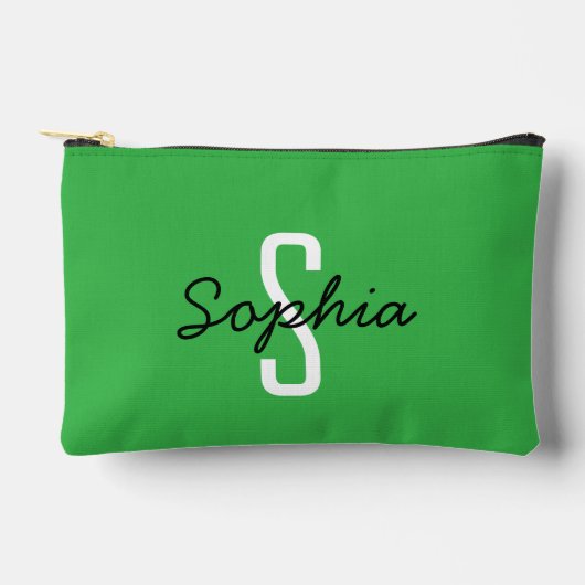 フレッシュグリーンストライプ付きモノグラムカラメル アクセサリーポーチ (正面)