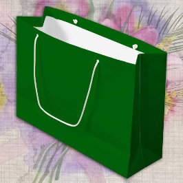 フレッシュグリーンパインのミニマル無地のリスト ラージペーパーバッグ