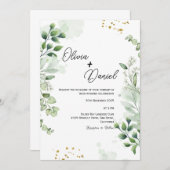 フレッシュグリーンリースクリプト結婚式招待状 招待状 (正面/裏面)