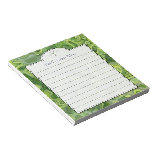 フレッシュグリーン抽象芸術アートカスタムアイディアリスト ノートパッド (アングル)