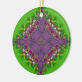 フレッシュグリーン+ピンクレースのようデザインオーナメント セラミックオーナメント (左)
