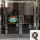 フレッシュコーヒーフローラデザイン喫茶店 ウィンドウサイン (オフィスドア)