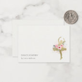 フレッシュゴールドの花の少女ダンサー ダンスアカデミーのロゴ ノートカード (正面/裏面インサイチュ)