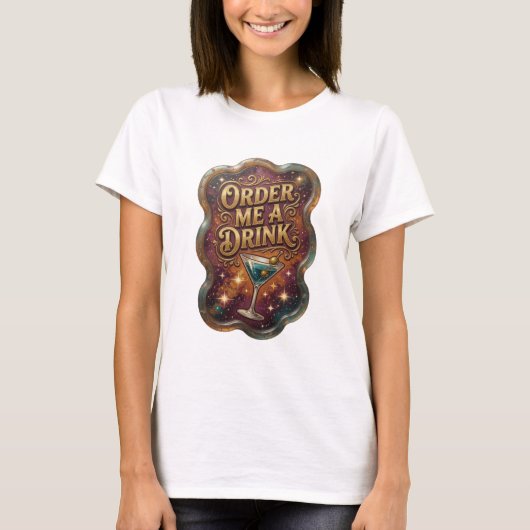フレッシュゴールド ORDER ME A DRINK テキストデザイン Tシャツ (正面)