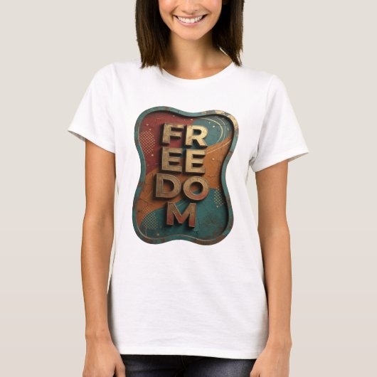フレッシュゴールドFREEDOM引用Tシャツ Tシャツ (正面)