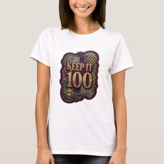 フレッシュゴールドKEEP IT 100スローガンTシャツ Tシャツ (正面)