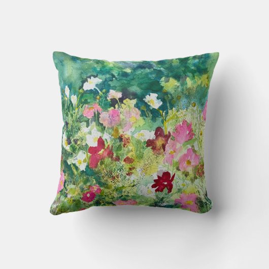 フレッシュサマーコスモスフローラグリーンウォーター色 クッション (裏面)