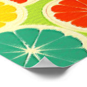 フレッシュシトラスフルーツデザインかわいいカラフル ポスター (角)