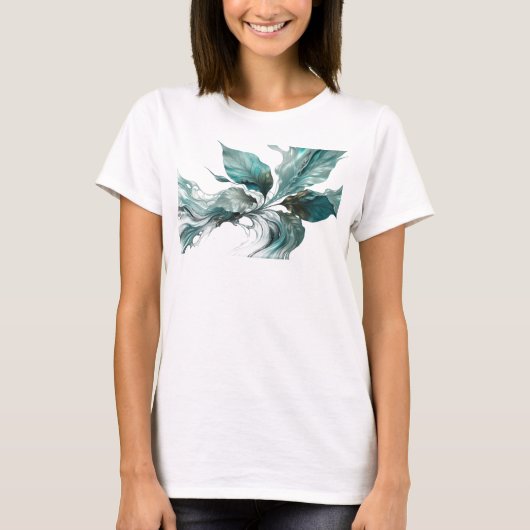 フレッシュシルバー抽象葉カスタム作成 Tシャツ (正面)