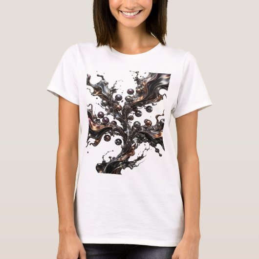 フレッシュシルバーMETALLIC+BLOOMプリント Tシャツ (正面)