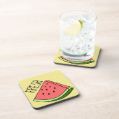 フレッシュスイカのプラスチック製コースター（コルクバック付） コースター (右側)