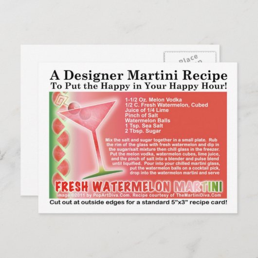 フレッシュスイカマルティーニレシピはがき ポストカード (正面/裏面)