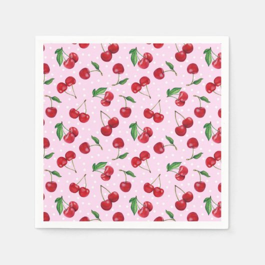 フレッシュスウィートさくらんぼ スタンダードカクテルナプキン (正面)