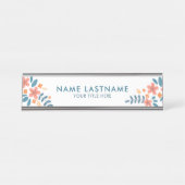 フレッシュスタイリッシュフェミニンピンクオレンジブルーフローラ デスクネームプレート (正面)