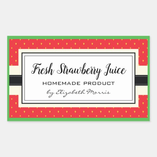 フレッシュストロベリージュース自家製製品ラベル 長方形シール (正面)