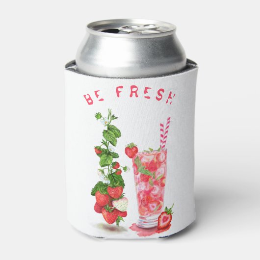 フレッシュストロベリードリンククーラーボックス-カスタム文字 缶クーラー (缶正面)