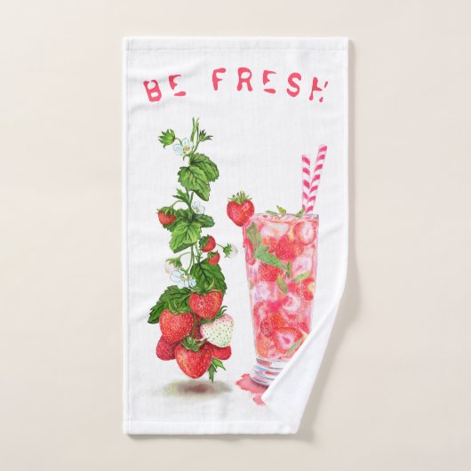 フレッシュストロベリードリンクバスタオルカスタムズ – 文字 バスタオルセット (ハンドタオル)