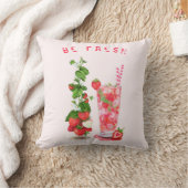 フレッシュストロベリードリンクピロー – カスタム文字 クッション (ブランケット)