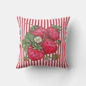 フレッシュストロベリーレッドホワイトストライプサマーデコール クッション (裏面)