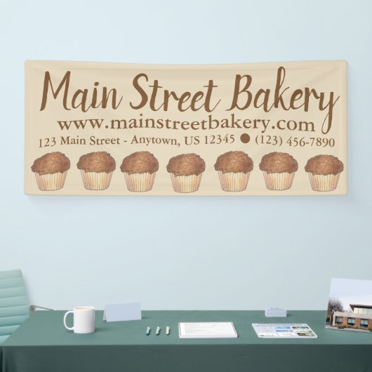 フレッシュス焼いたルーセルクラムマフィンベイクセールグルメ 横断幕 (トレードショー)