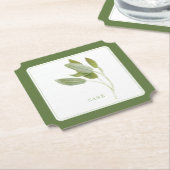 フレッシュセージチケット紙コースター(+文字) – 緑 ペーパーコースター (アングル)