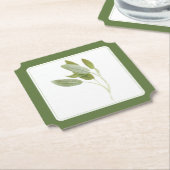 フレッシュセージチケット紙コースター(-文字) – 緑 ペーパーコースター (アングル)
