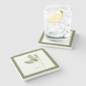 フレッシュセージ大理石コースター(+文字)緑 ストーンコースター (横)