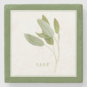 フレッシュセージ大理石コースター(+文字)緑 ストーンコースター (正面)