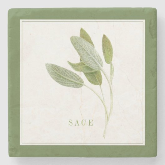 フレッシュセージ大理石コースター(+文字)緑 ストーンコースター (正面)