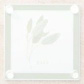 フレッシュセージ飲料用コースター(+文字)緑 ガラスコースター (裏面)