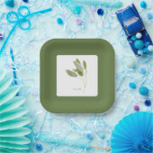 フレッシュセージ7インチスクエア紙プレート – 緑 ペーパープレート (パーティー)