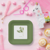 フレッシュセージ7インチスクエア紙プレート – 緑 ペーパープレート (パーティー)