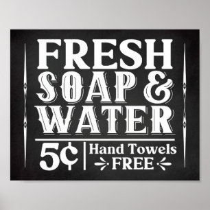 フレッシュソープ&ウォーターヴィンテージファームハウスバスルームポスト ポスター