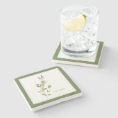 フレッシュタイム大理石コースター(+文字)緑 ストーンコースター (横)