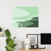 フレッシュターコイズデジタルアートビーチシーケープポスター ポスター (ホームオフィス)