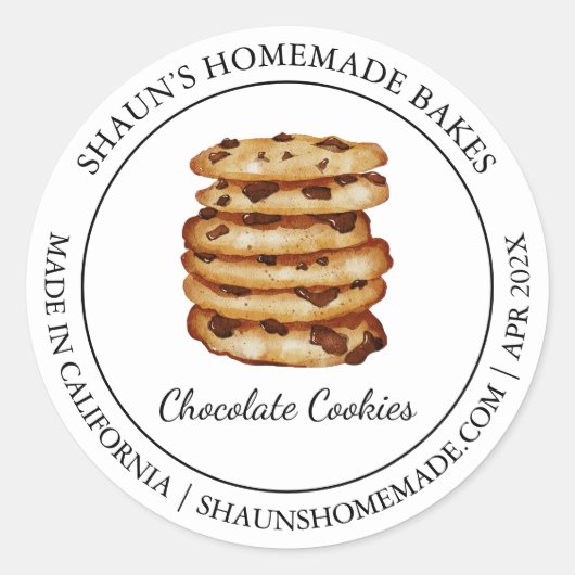 フレッシュチョコレートクッキーベーキングモダンラベル ラウンドシール (正面)
