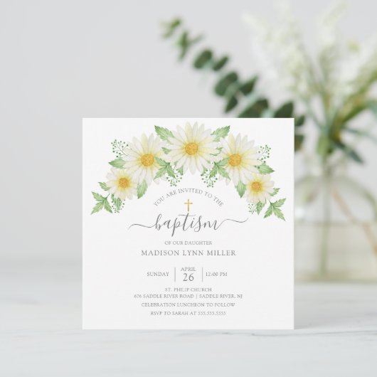 フレッシュデイジーバラフローラバプテスマ招待状 招待状 (スタンド正面)