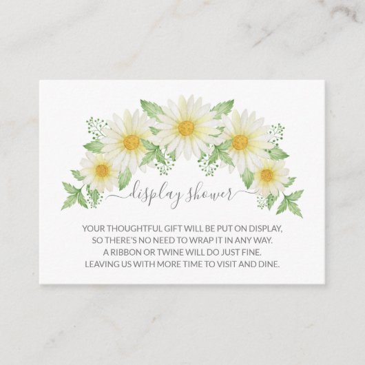フレッシュデイジーフローラベビーシャワーギフト表示 エンクロージャーカード (正面)