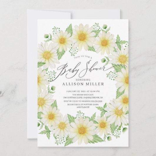 フレッシュデイジーフローラベビーシャワー 招待状 (正面)